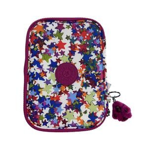Kipling 100 Pens Pencil Case Kaleidoscope Star School Supplies Blue Purple Bag